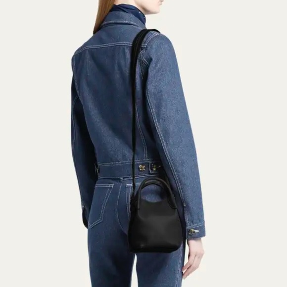 Loro Piana •Bale Micro Leather Top-Handle Bag in Black Sun with Authentic Papers - Picture 1 of 14
